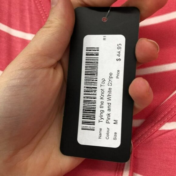 NWT White Birch (Solver Icing) coral white striped knot front drape  t-shirt M - Picture 5 of 12